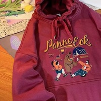 Cute Vintage Retro Camping Print Oversize Loose Hoodie Sweater Sweatshirt Pullover Jumper Casual E-Girl Kawaii Korean Japanese Harajuku Streetwear - Thumbnail 3