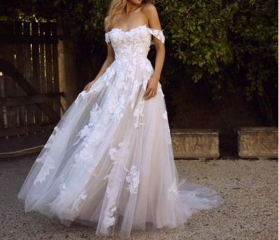 Off the Shoulder Lace Appliques Women Evening Dress Floor Length Women Party Dress,388