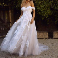 Off the Shoulder Lace Appliques Women Evening Dress Floor Length Women Party Dress,388 - Thumbnail 2