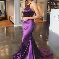 Sexy Mermaid Purple Satin Prom Dress Floor Length Women Evening Dress,389 - Thumbnail 2