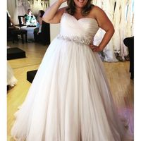 Plus size a-line Long Tulle Wedding Dress Pleated Women Bridal gowns,390 - Thumbnail 1