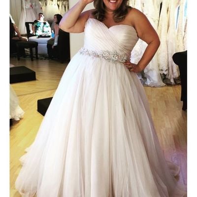 Plus size a-line long tulle wedding dress pleated women bridal gowns,390 - Thumbnail 3