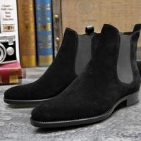 Handmade Men Black Suede Chelsea Boot, New Ankle Boot - Thumbnail 1