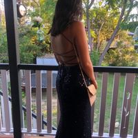 Sparkly Mermaid V Neck Black Sequins Prom Dress with Cross Back - Thumbnail 1