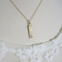 Personalized initial bar necklace in brass and gold fill  - Thumbnail 1