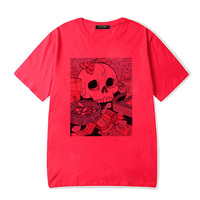 Cute Black Skull Goth Punk Print Cartoon Loose Short Sleeve Short T-shirt Tee Top Summer Casual E-Girl Kawaii Korean Japanese Harajuku Streetwear - Thumbnail 5