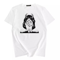 Cute Scary Horror Anime Girl Devil Horn Goth Loose Short Sleeve Short T-shirt Tee Top Summer Casual E-Girl Kawaii Korean Japanese Harajuku Streetwear - Thumbnail 1