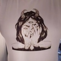 Cute Scary Horror Anime Girl Devil Horn Goth Loose Short Sleeve Short T-shirt Tee Top Summer Casual E-Girl Kawaii Korean Japanese Harajuku Streetwear - Thumbnail 5