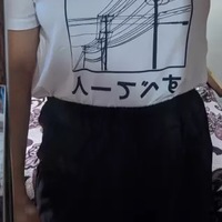 Cute White Funny Japan Power Line Print Loose Short Sleeve Short T-shirt Tee Top Summer Casual E-Girl Kawaii Korean Japanese Harajuku Streetwear - Thumbnail 3