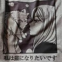 Cute Vintage Sweet Funny Cat Anime Girl Print Loose Short Sleeve Short T-shirt Tee Top Summer Casual E-Girl Kawaii Korean Japanese Harajuku Streetwear - Thumbnail 6