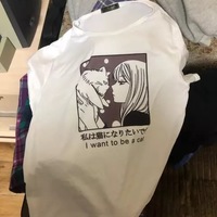 Cute Vintage Sweet Funny Cat Anime Girl Print Loose Short Sleeve Short T-shirt Tee Top Summer Casual E-Girl Kawaii Korean Japanese Harajuku Streetwear - Thumbnail 8