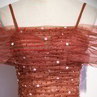 Burgundy tulle long A line prom dress evening dress - Thumbnail 1