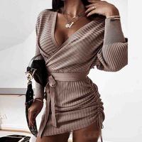 Long Sleeve Women's Hanging Stripe Dress - Thumbnail 1