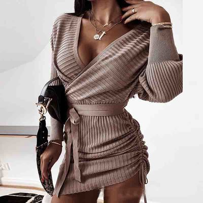 Long sleeve women's hanging stripe dress