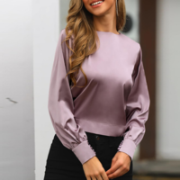 Pure Color Chiffon Long Sleeve Halter Shirt - Thumbnail 2