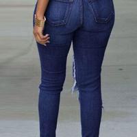Fashion Women Hole Denim Jeans Pants - Thumbnail 2