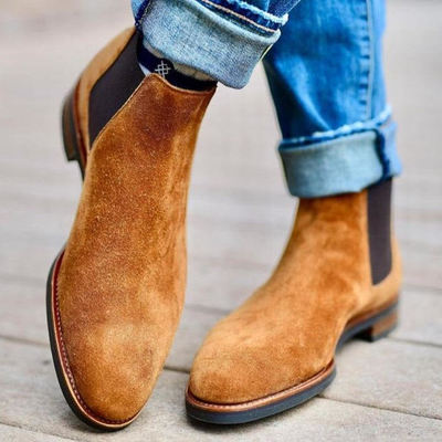 Handmade men brown suede chelsea boot, new ankle boot