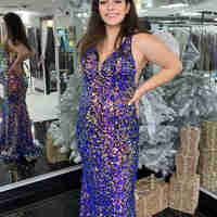 Sparkle Purple Sequins Mermaid Prom Dresses Evening Party Gown - Thumbnail 1
