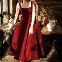Burgundy velvet short prom dress simple dress - Thumbnail 1