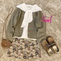 Retro Japanese cute vintage jacquard bear high waist all-match zipper skirt - Thumbnail 2