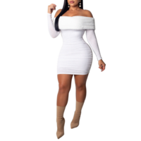 Temperament Women'S Fashion High Waist Long Sleeve Bag Hip Dress - Thumbnail 3