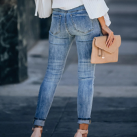 Stretch Ripped Jeans Bag Hip Pants - Thumbnail 2