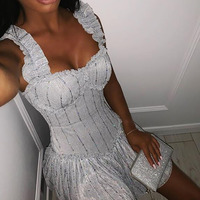 Sling Solid Color High Waist Sleeveless Princess Dress - Thumbnail 3