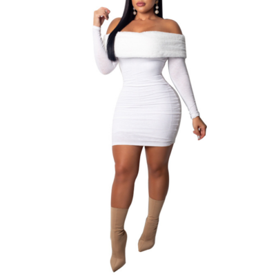 Women's fashion high waist long sleeve bag hip dress - Thumbnail 4