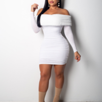 Women'S Fashion High Waist Long Sleeve Bag Hip Dress - Thumbnail 3