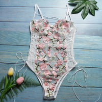 Sexy Lace Flower Spliting Bodysuit - Thumbnail 2