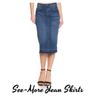Julie mid-length indigo wash denim skirt - Thumbnail 4