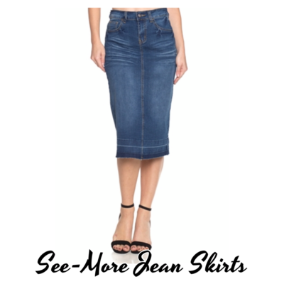 JULIE MID-LENGTH INDIGO WASH DENIM SKIRT