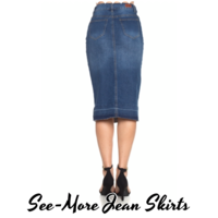 JULIE MID-LENGTH INDIGO WASH DENIM SKIRT - Thumbnail 1