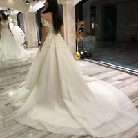 Princess Lace Appliques Ball Gown Wedding Dress Off the Shoulder Bridal Gowns  - Thumbnail 1