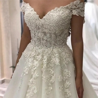 Princess Lace Appliques Ball Gown Wedding Dress Off the Shoulder Bridal Gowns  - Thumbnail 2