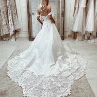 A-Line Sweetheart Off Shoulder Lace Appliques Elegant Bride Gown - Thumbnail 1