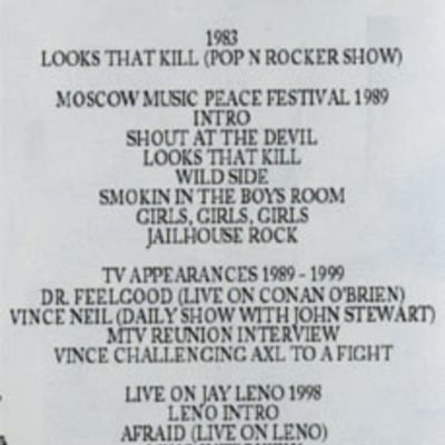 Motley crue danger 1988-1999(video collection vol.2) dvd