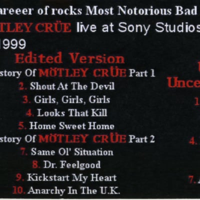 Motley crue live at sony studios 21.des.1999 dvd