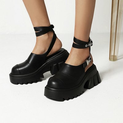 Punk back cut-out platform shoes