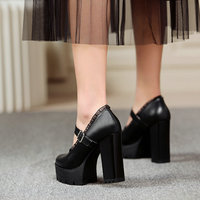 Fashion Black White High Heels With Lace Detail - Thumbnail 1