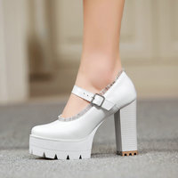 Fashion Black White High Heels With Lace Detail - Thumbnail 3
