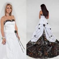 Elegant Cowboy Style Sweetheart Neck Camo Wedding Dresses Handmade Flowers Satin Zip robe de mariée Long Bridal Gowns Custom Made,403 - Thumbnail 2