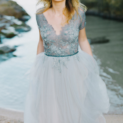 Spanish beach light blue colorful chic wedding dresses sexy v neck lace appliques chiffon bridal gowns,404 - Thumbnail 4