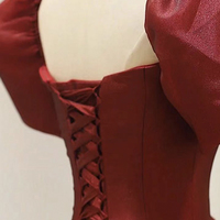 Burgundy A line short prom dress cute evening dress - Thumbnail 2