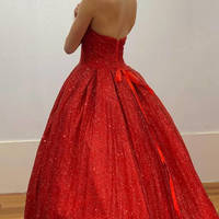 Ball Gown Sweetheart Red Sequin Prom Dresses - Thumbnail 1