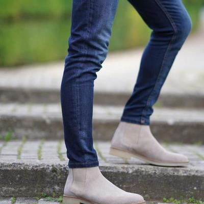 New handmade men beige suede chelsea boot, new ankle boot