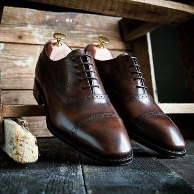 Handmade dark brown oxfords shoes, cap toe lace up shoes - Thumbnail 3