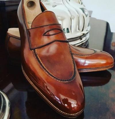 New Handmade Penny Loafer Brown Shoes For Men