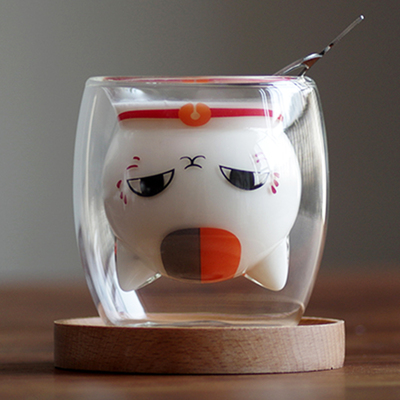 Creative Japanese style cat double cup cartoon cute cat cup milk cup water cup
