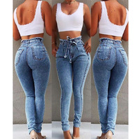 Slim Women'S Stretch High Waist Denim Pants - Thumbnail 2